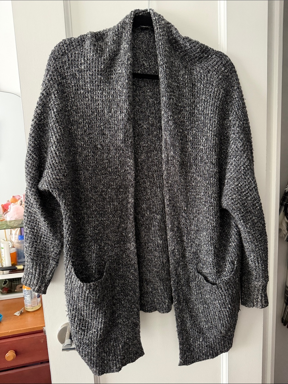 American Eagle Cozy Open-Front Women's Charcoal Gray Cardigan Sweater